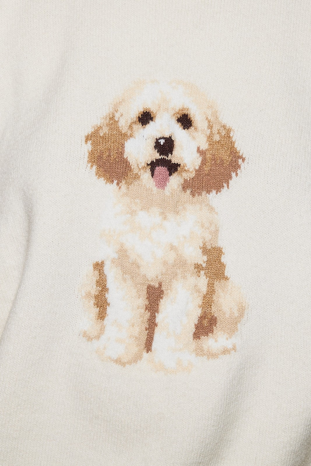 Cockapoo Graphic Oversized Crew Neck Sweater in Ivory — back view on model