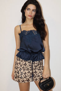 Bijou Satin Lace Trim Drawstring Cami Top