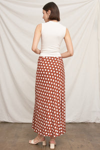 Café au Lait Polka Dot Bias Cut Maxi Skirt