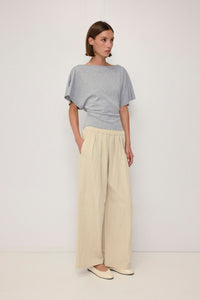 Margaux Tie Waist Boat Neck Knit Top in Grey