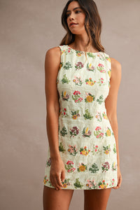 Genevieve Floral Embroidered Shift Mini Dress