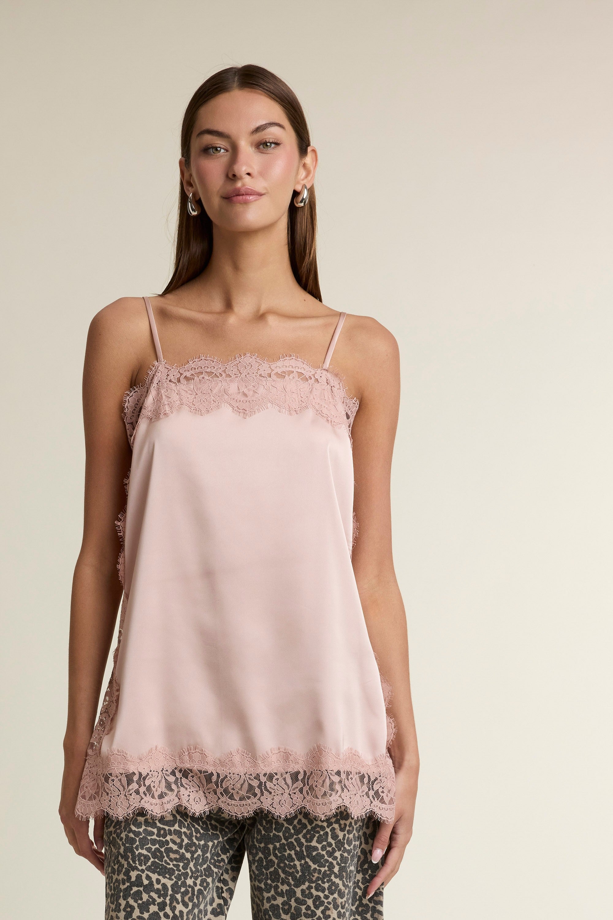 Rosalind Satin Lace Trim Cami Top