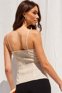 Catalina Striped Bustier Cami Top in Beige