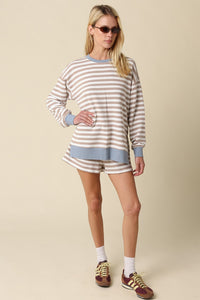 Aspen Stripe Lounge Top & Shorts Set