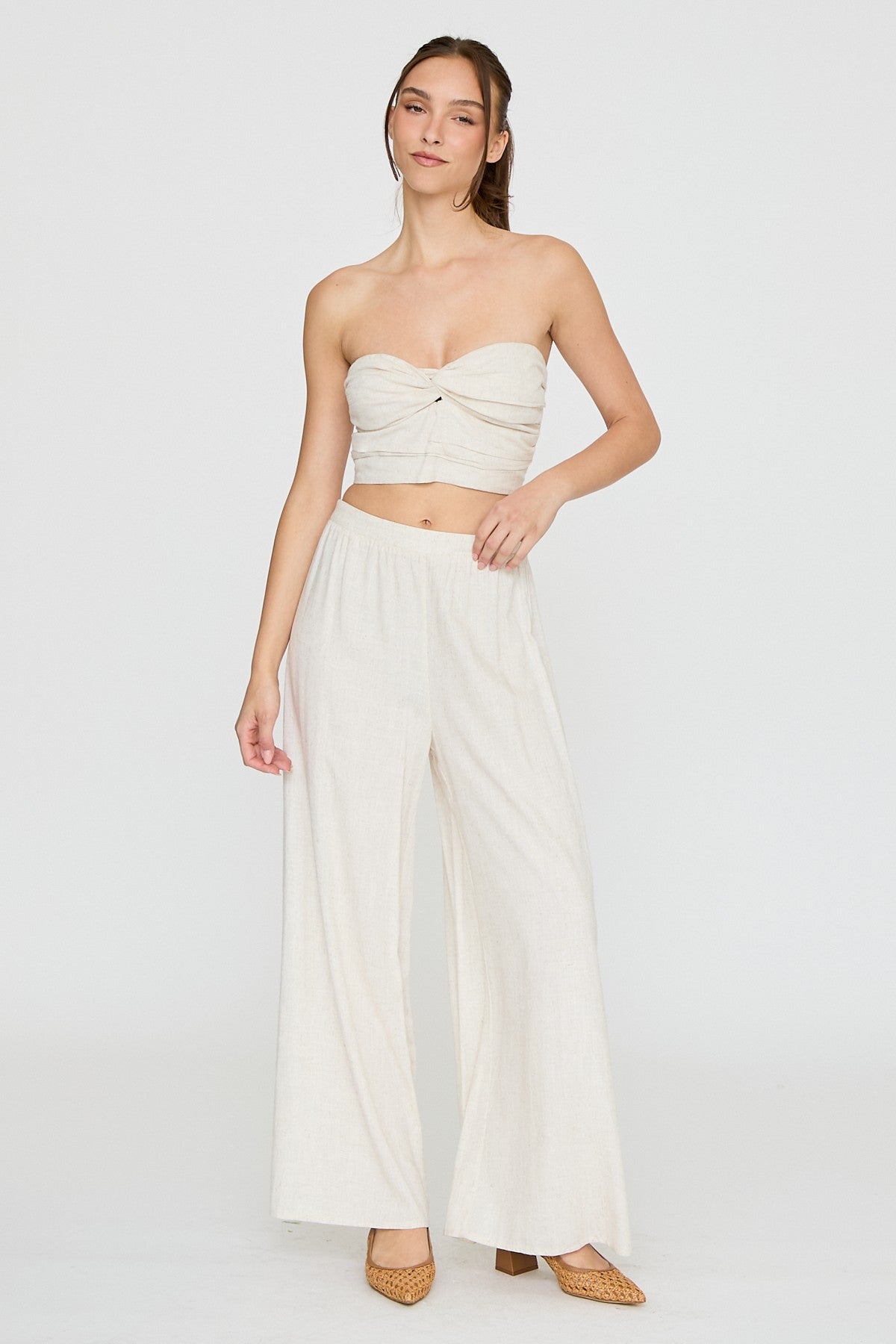 Sienna Twist Front Tube Top & Wide Leg Pants Set