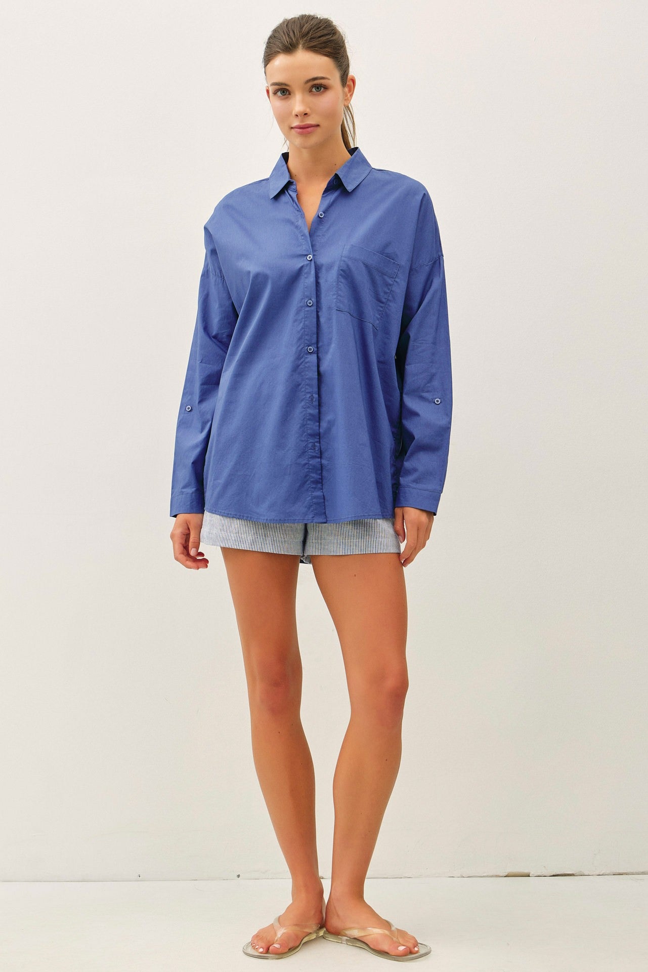 Breezy Day Oversized Cotton Button Down Shirt