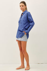 Breezy Day Oversized Cotton Button Down Shirt