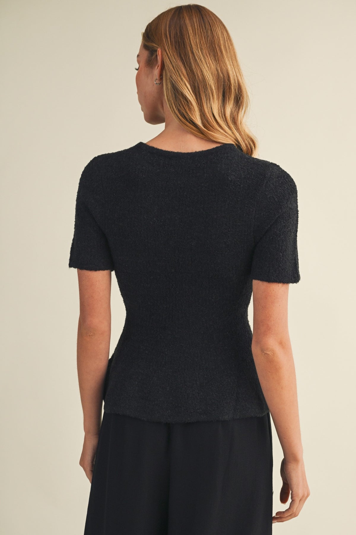 Boucle Peplum Knit Sweater Top