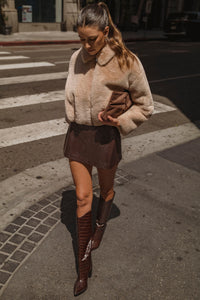 Crocco High-Waisted Faux Leather Mini Skort