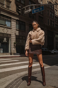 Crocco High-Waisted Faux Leather Mini Skort