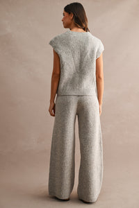 Nora Ribbed Knit Sweater Top & Wide Leg Pants Set