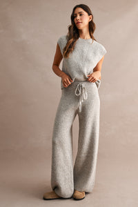 Nora Ribbed Knit Sweater Top & Wide Leg Pants Set