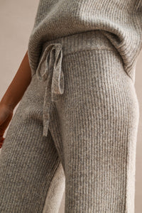 Nora Ribbed Knit Sweater Top & Wide Leg Pants Set