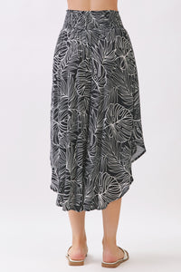 Driftwood Abstract Print Smocked Midi Skirt