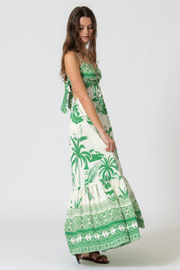 Tropics Calling Palm Print Cutout Back Maxi Dress