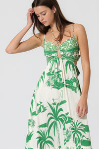 Tropics Calling Palm Print Cutout Back Maxi Dress