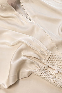 Lacet Satin Lace Trim Blouse in Ecru