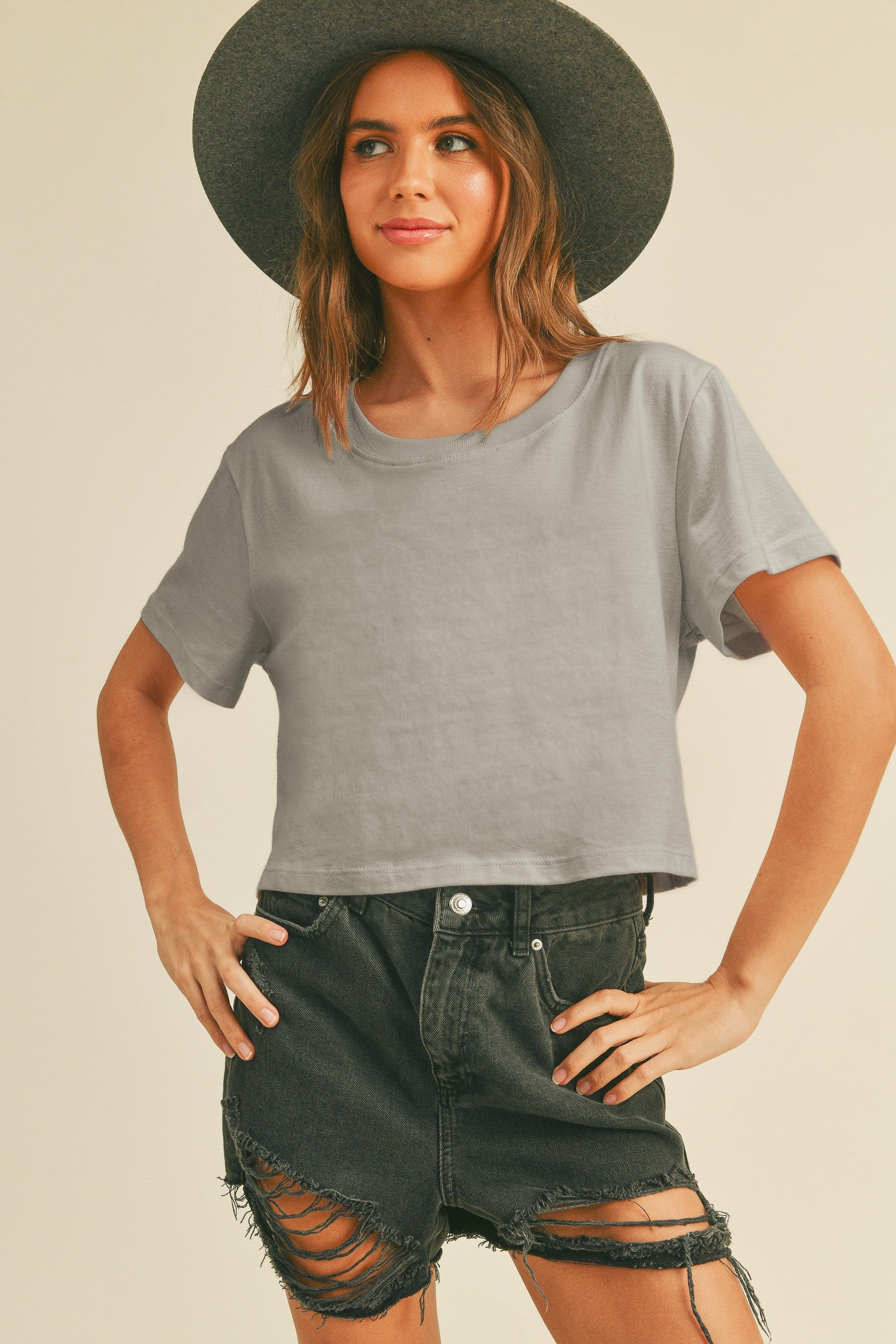 Cropped Basic T Shirt MORE COLORS