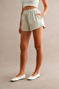 Moto Faux Leather Shorts in Ecru