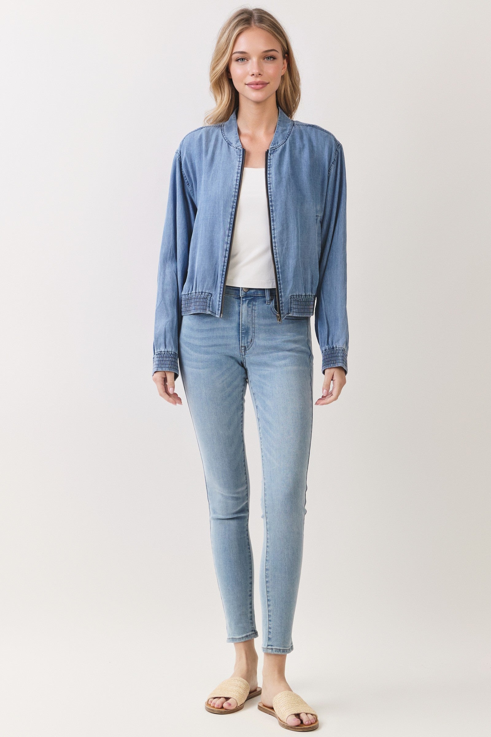 Cloud Nine Tencel Denim Bomber Jacket