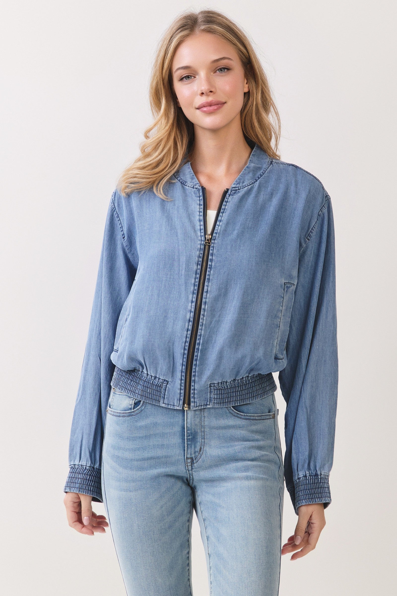 Cloud Nine Tencel Denim Bomber Jacket