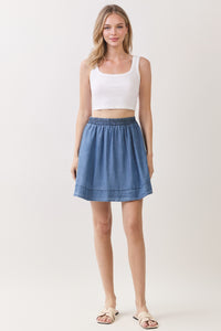Denim Cloud Tencel Flowy A-Line Mini Skirt
