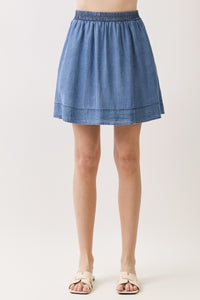 Denim Cloud Tencel Flowy A-Line Mini Skirt