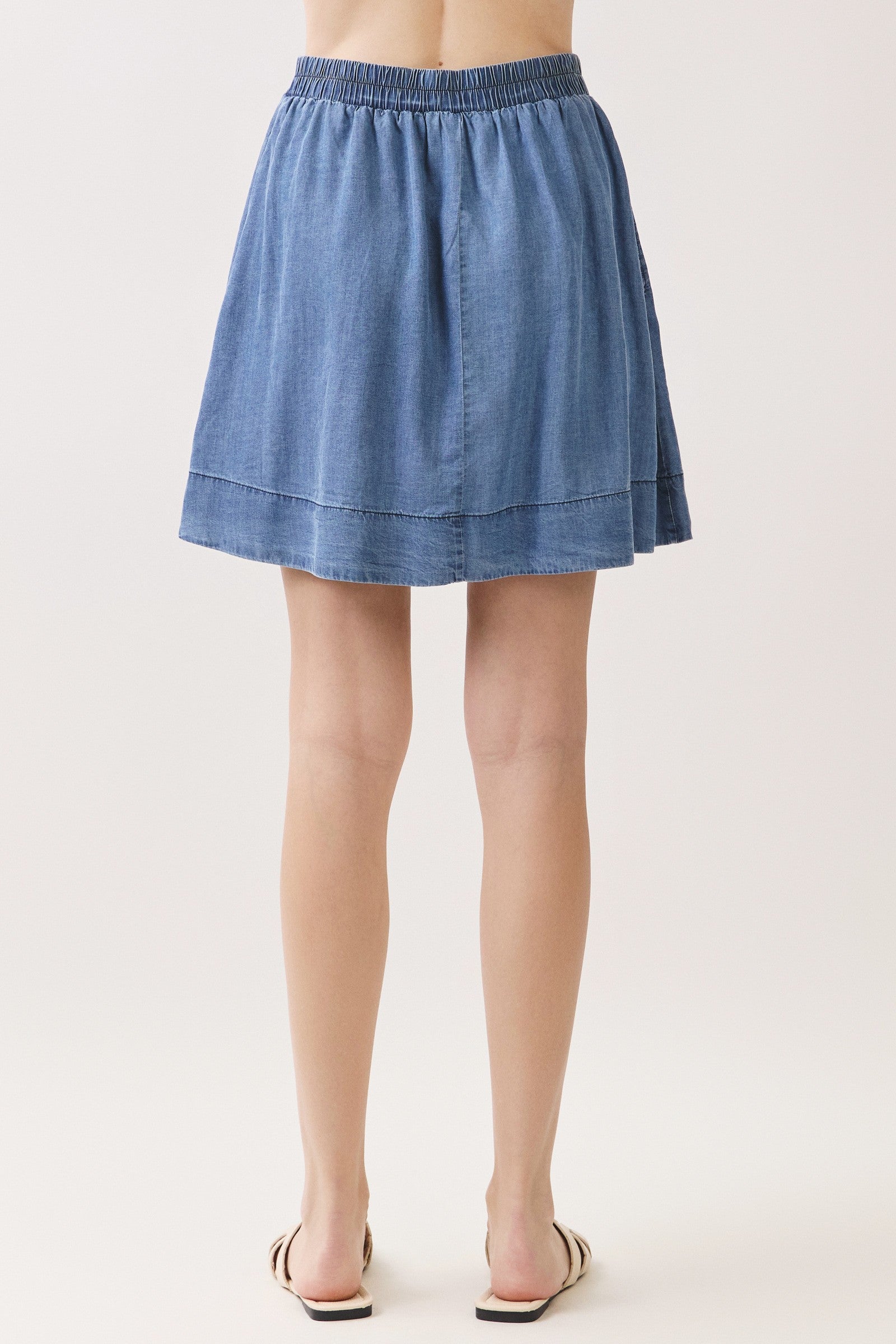 Denim Cloud Tencel Flowy A-Line Mini Skirt