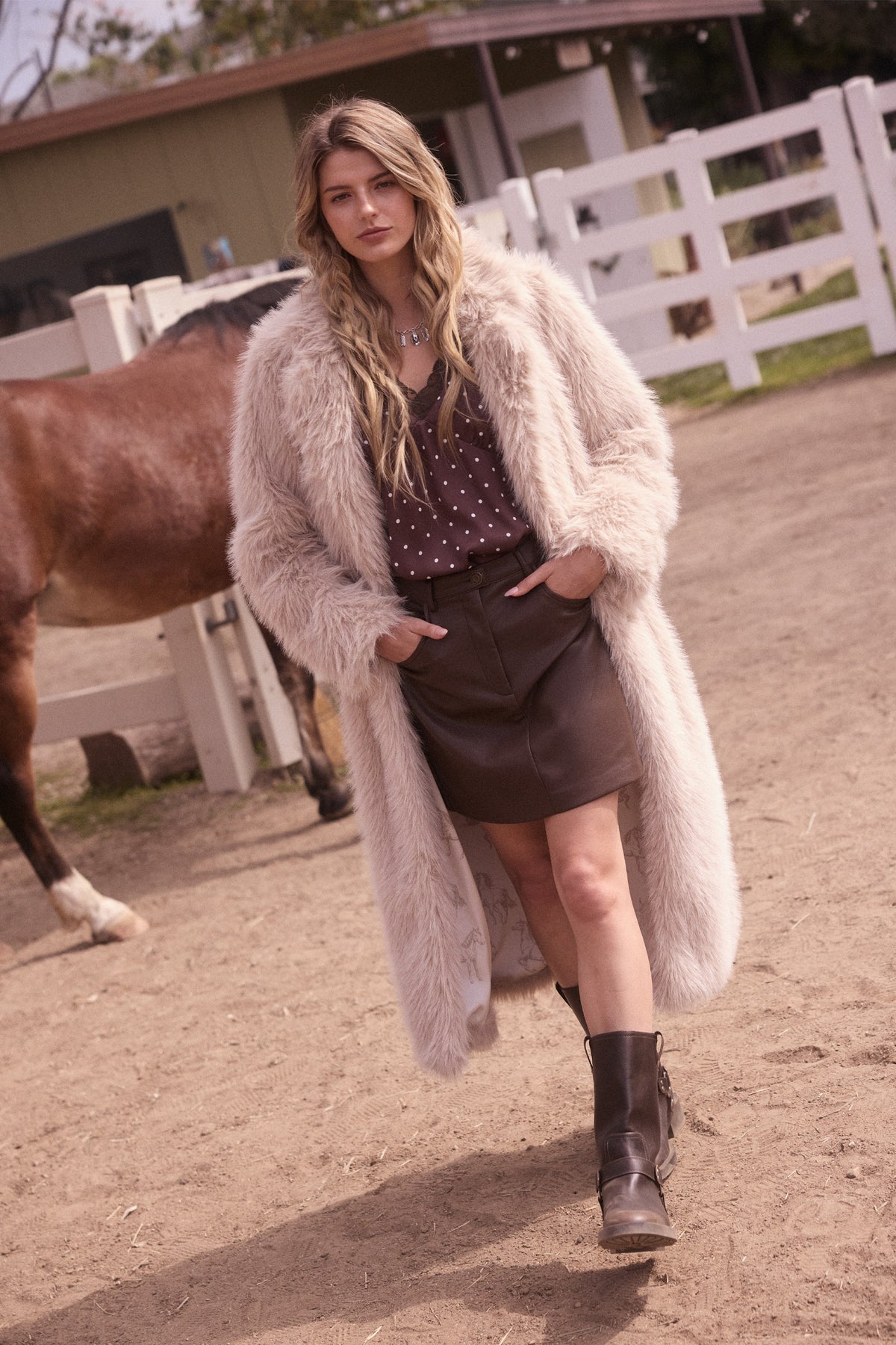 Anastasia Faux Fur Long Coat