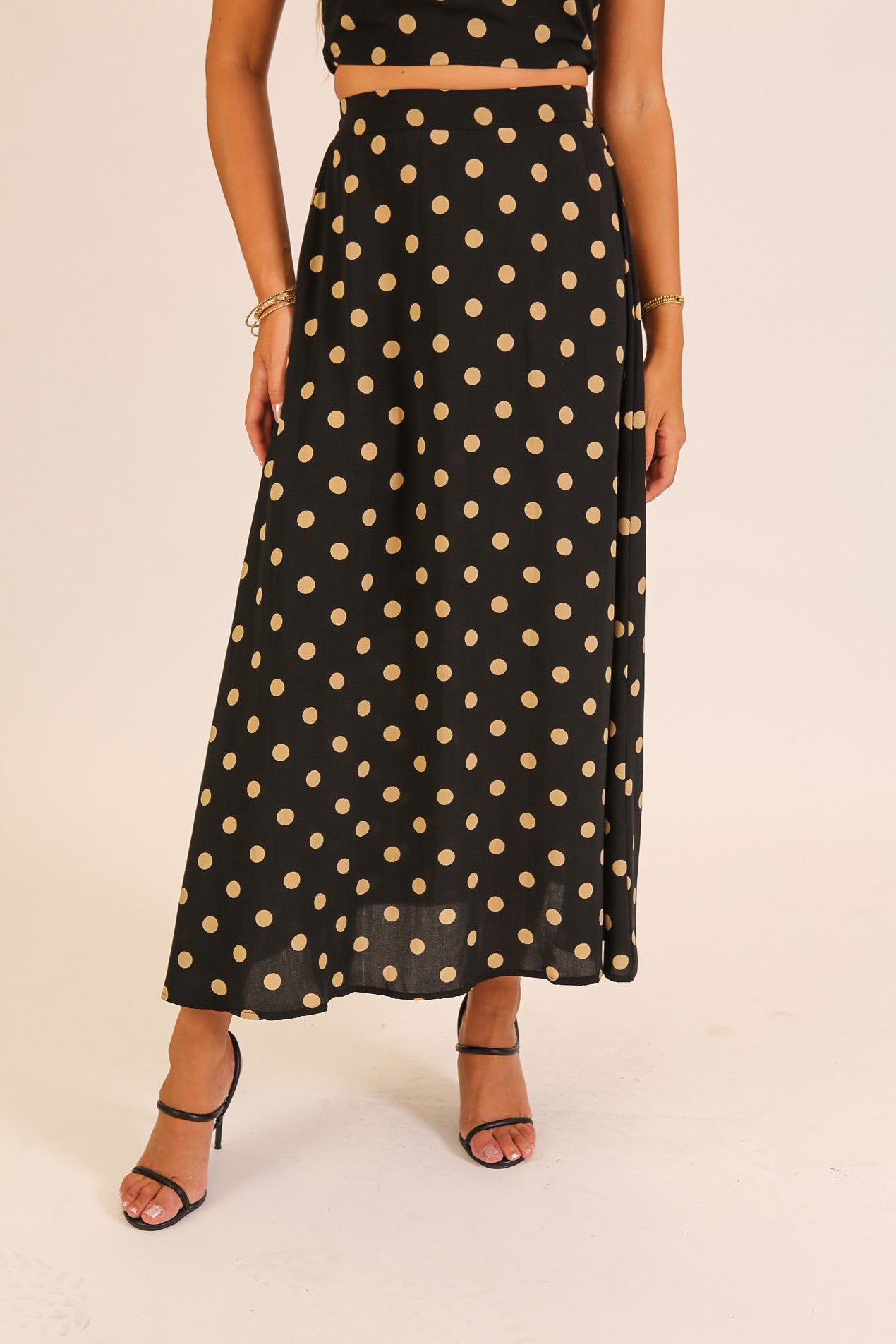 Noir Polka Dot Tube Top & Maxi Skirt Set