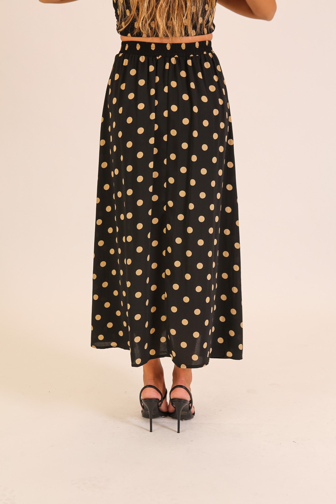 Noir Polka Dot Tube Top & Maxi Skirt Set