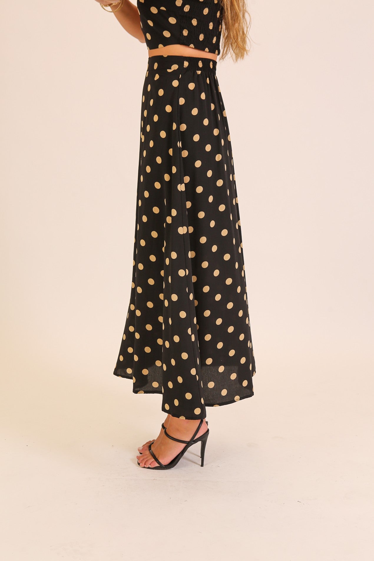 Noir Polka Dot Tube Top & Maxi Skirt Set