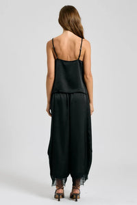 Onyx Satin Lace Trim Cami Set in Black