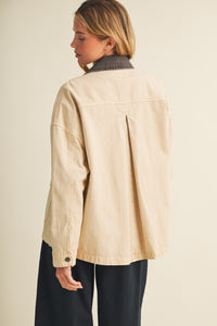 Wren Washed Denim Contrast Collar Jacket