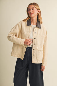 Wren Washed Denim Contrast Collar Jacket