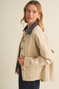 Wren Washed Denim Contrast Collar Jacket