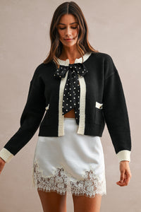 Celine Lace Trim Satin Mini Skirt in Ivory