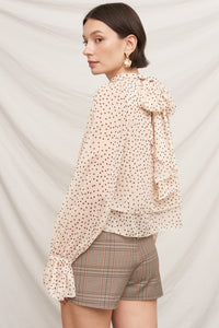 Éclat Polka Dot Tie-Neck Blouse in Cream