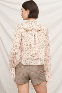 Éclat Polka Dot Tie-Neck Blouse in Cream