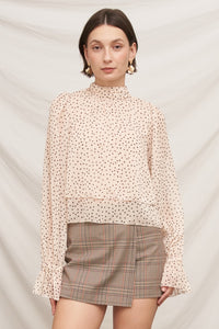 Éclat Polka Dot Tie-Neck Blouse in Cream