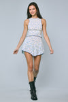 Ditsy Floral Smock Top & Mini Skort Set in Blue