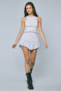 Ditsy Floral Smock Top & Mini Skort Set in Blue