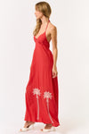 Palm Tree Detail Red Dress