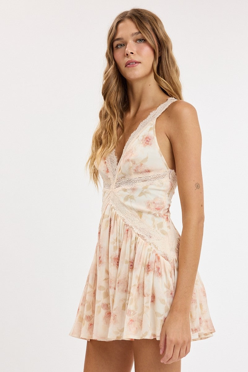 Provence Floral Sweetheart Fit & Flare Mini Dress