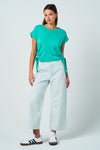 Rachel Tie Side Tee Top In Emerald