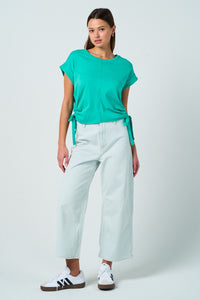 Rachel Tie Side Tee Top In Emerald