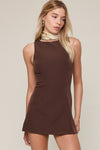 Mini Solid Color Dress with Inside Shorts in Chocolate