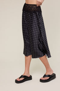 Polka Dot Satin Skirt