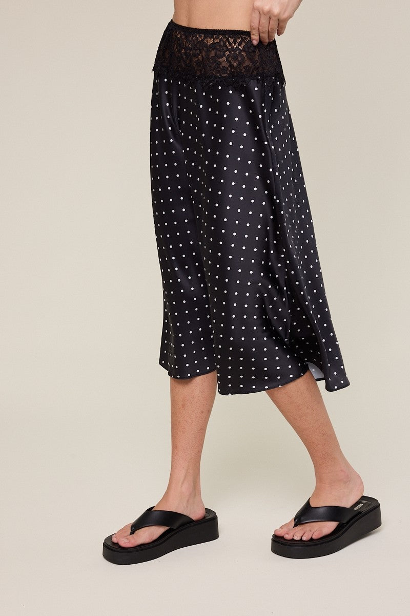 Polka Dot Satin Skirt