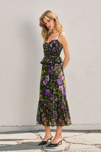 Midnight Violets Lurex Ruffled Dress